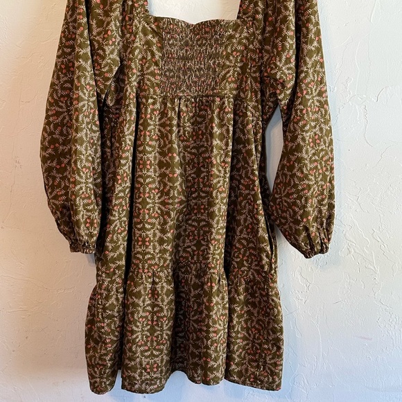 NWT Universal Thread Brown Floral Boho Western Square Neck Tier Dress Sz M - Picture 6 of 10